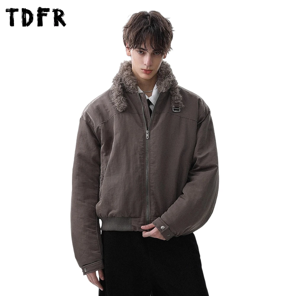 

Spliced Stand Collar Ma-1 Bomber Jacket Mens Winter Thick Retro Safari Style Raglan Long Sleeve Loose Quilted Jacket Man