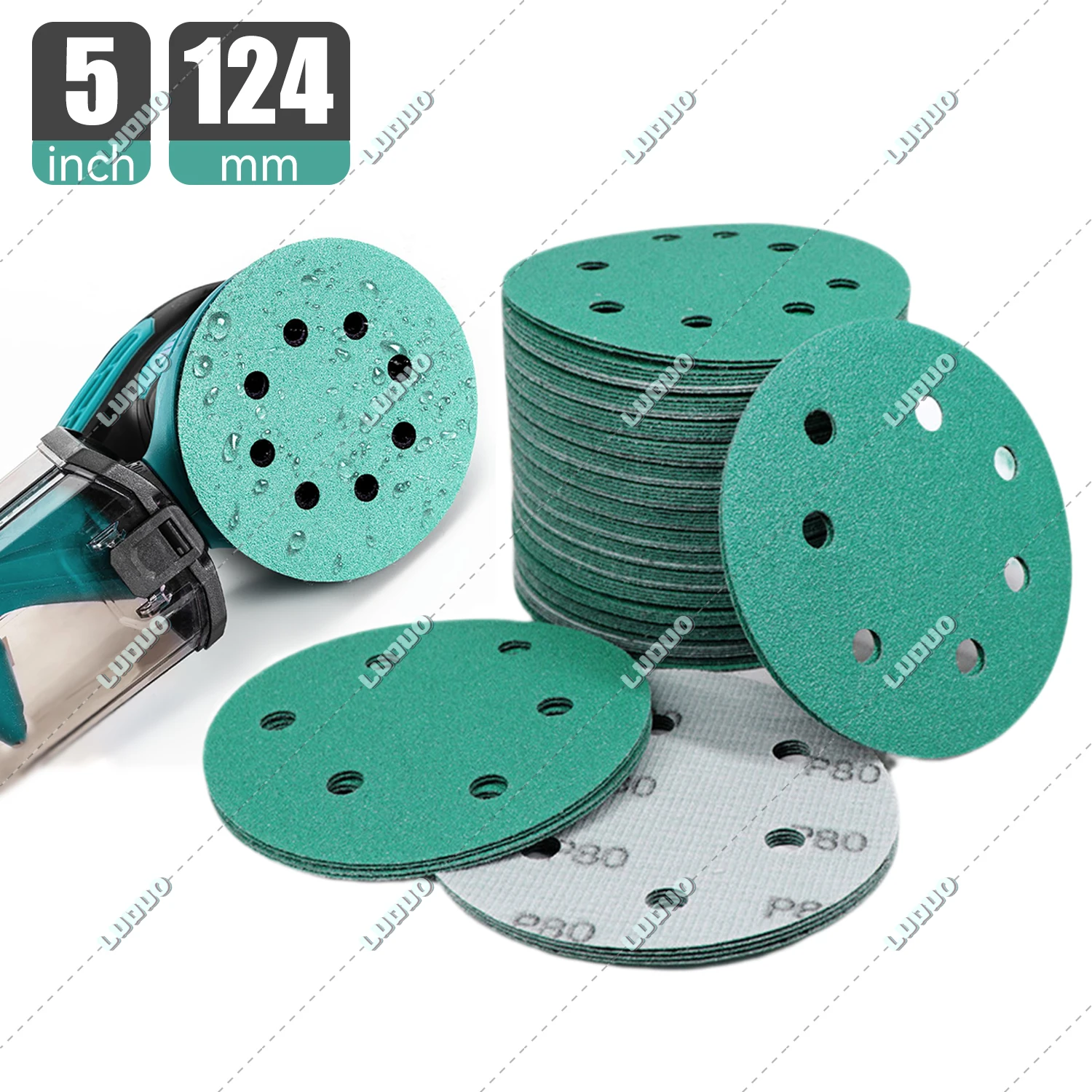 5inch 8 Holes Wet Dry Sanding Paper 60-2000 Assorted Grits For Hook and Loop Backing Discs Sandpaper Finishing Fine Cut Adrasive