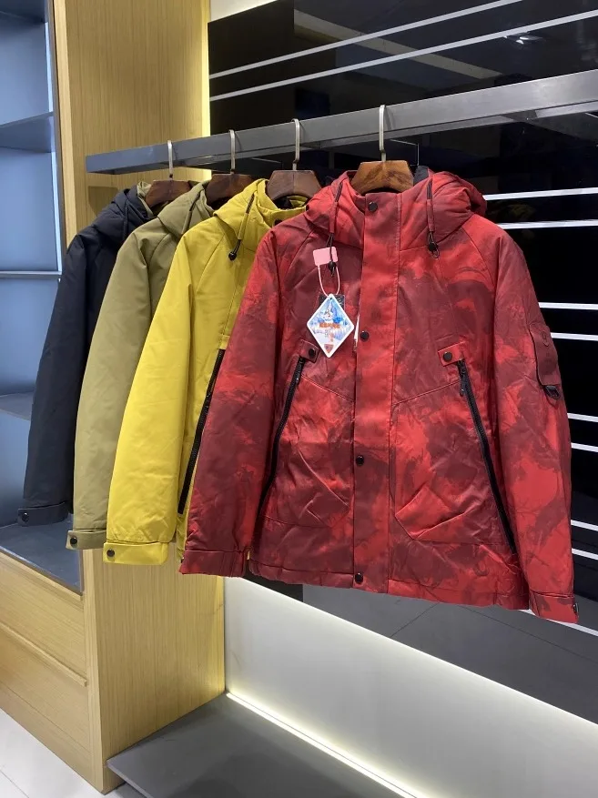 Outdoor antivento resistente all'acqua da uomo con cappuccio Jaet 90% giù imbottitura calda fibra di poliestere chiusura con cerniera casual Sle