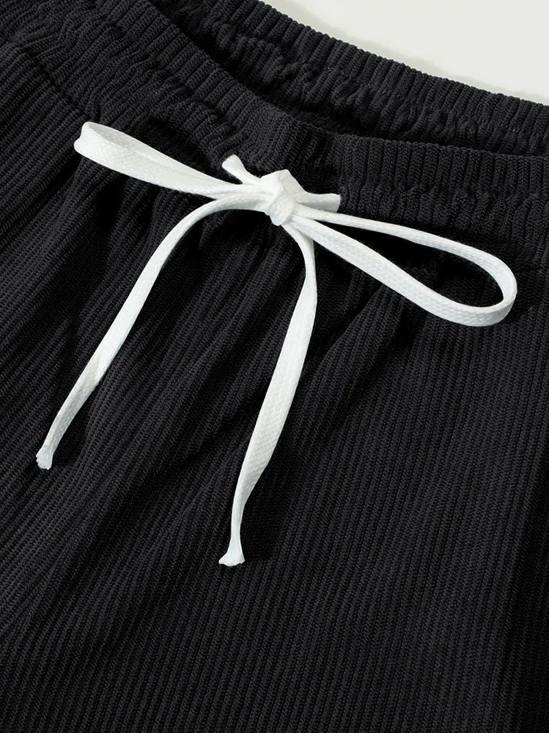 Herren Cord-Cargohose mit Elastischem Bund und Kordelzug, Lässige Hose mit Seitentaschen, Gerades Bein für Frühling und Herbst – Detail 33