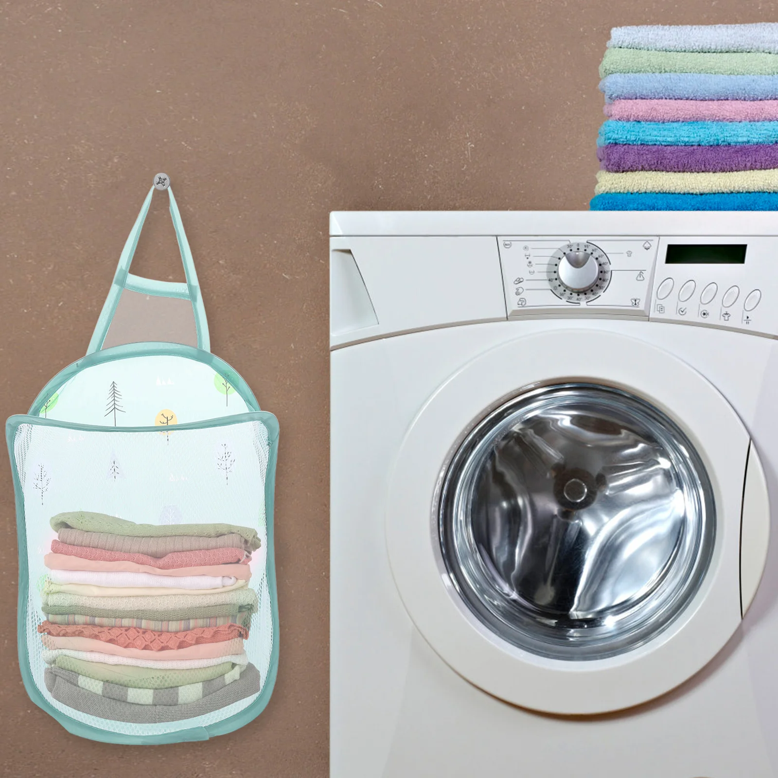 

Foldable Laundry Basket Storage ganizer Mesh Bag Home Clothes Camper Toy Book Collapsible DustProof Washable Cartoon