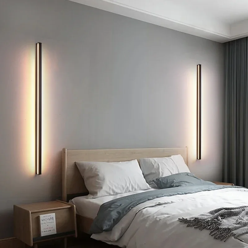 

FSS Modern Black Wall Lamp Balcony Aisle Staircase Lamp Living room Background Wall Long Strip LED Bedroom Bedside Lamp