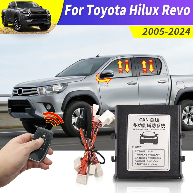 For Toyota 2024-2005 Hilux Revo Window Closer Module Rearview Mirror Folding 12V Remote Control Roll Up Upgraded Accessories