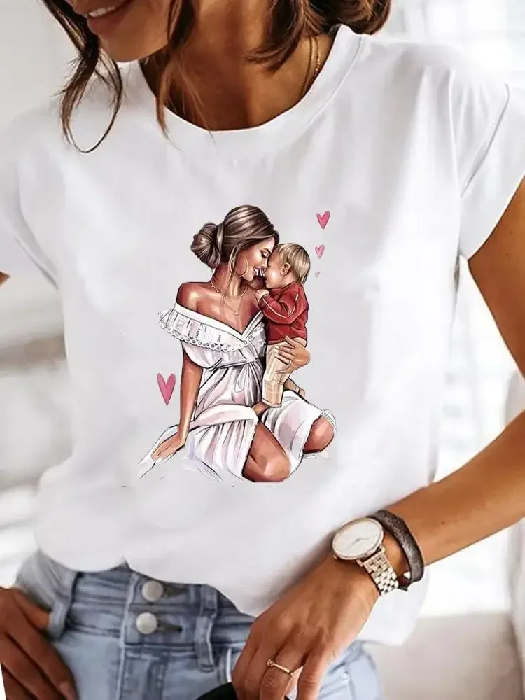 Camisetas manga corta para informales de mujer, ropa con estampado de acuarela, maquillaje de flores, ropa de verano