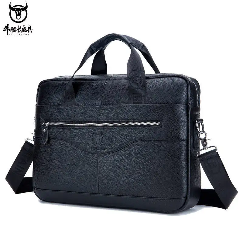 Genuine leather briefcase men's laptop  large capacity shoulder bag crossbody bag business bag