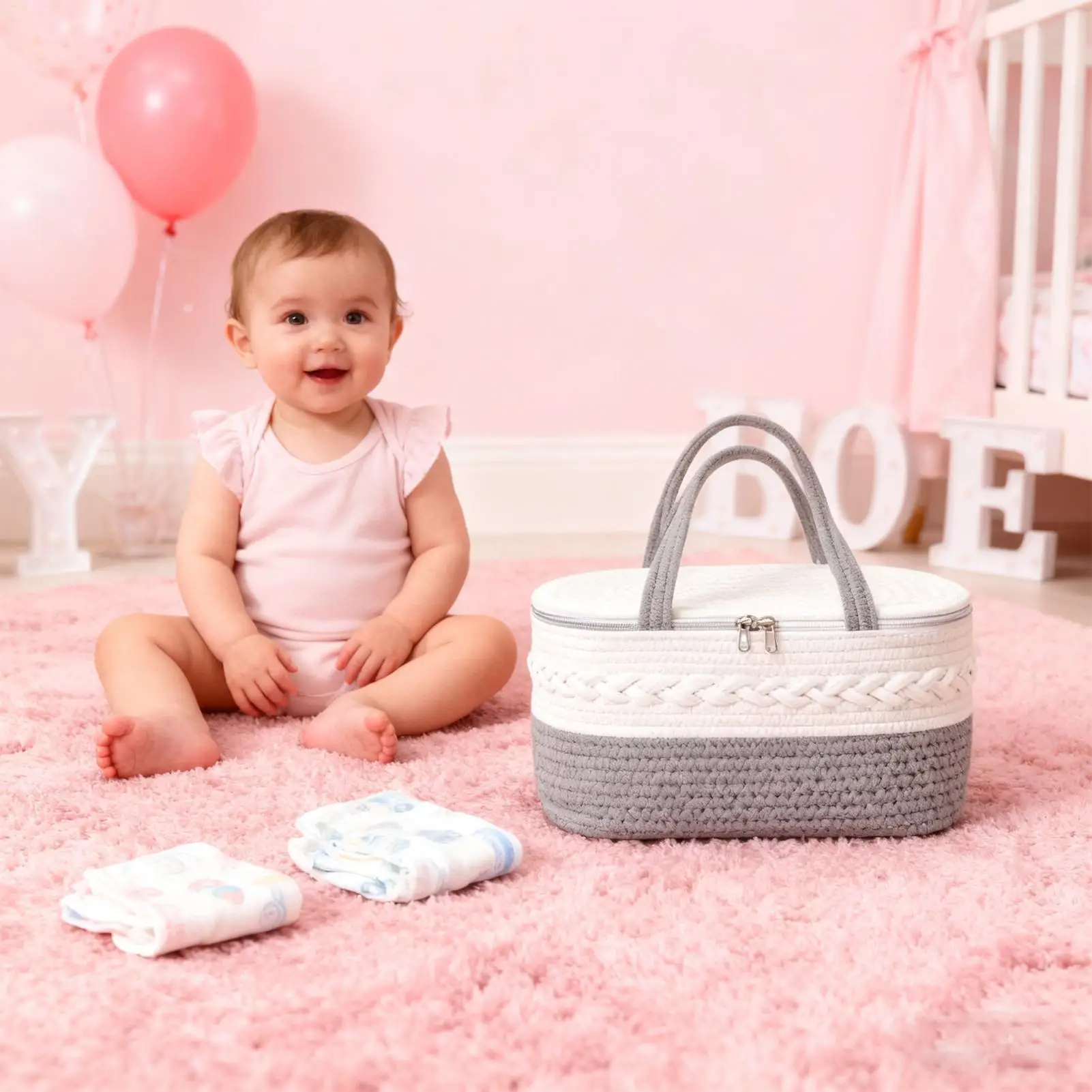 سلة حفاضات الحضانة سعة كبيرة متعددة الوظائف قابلة للإزالة منظم تخزين الطاولة للسفر في الهواء الطلق حمام السيارة