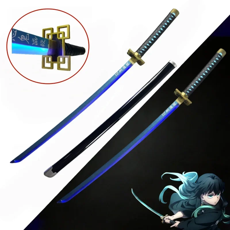 104 cm Heldere Katana LED Licht Zwaard Kimetsu Geen Yaiba Anime Cosplay Props Real Size Japanse Katana Samurai Sabel Demon Slayer