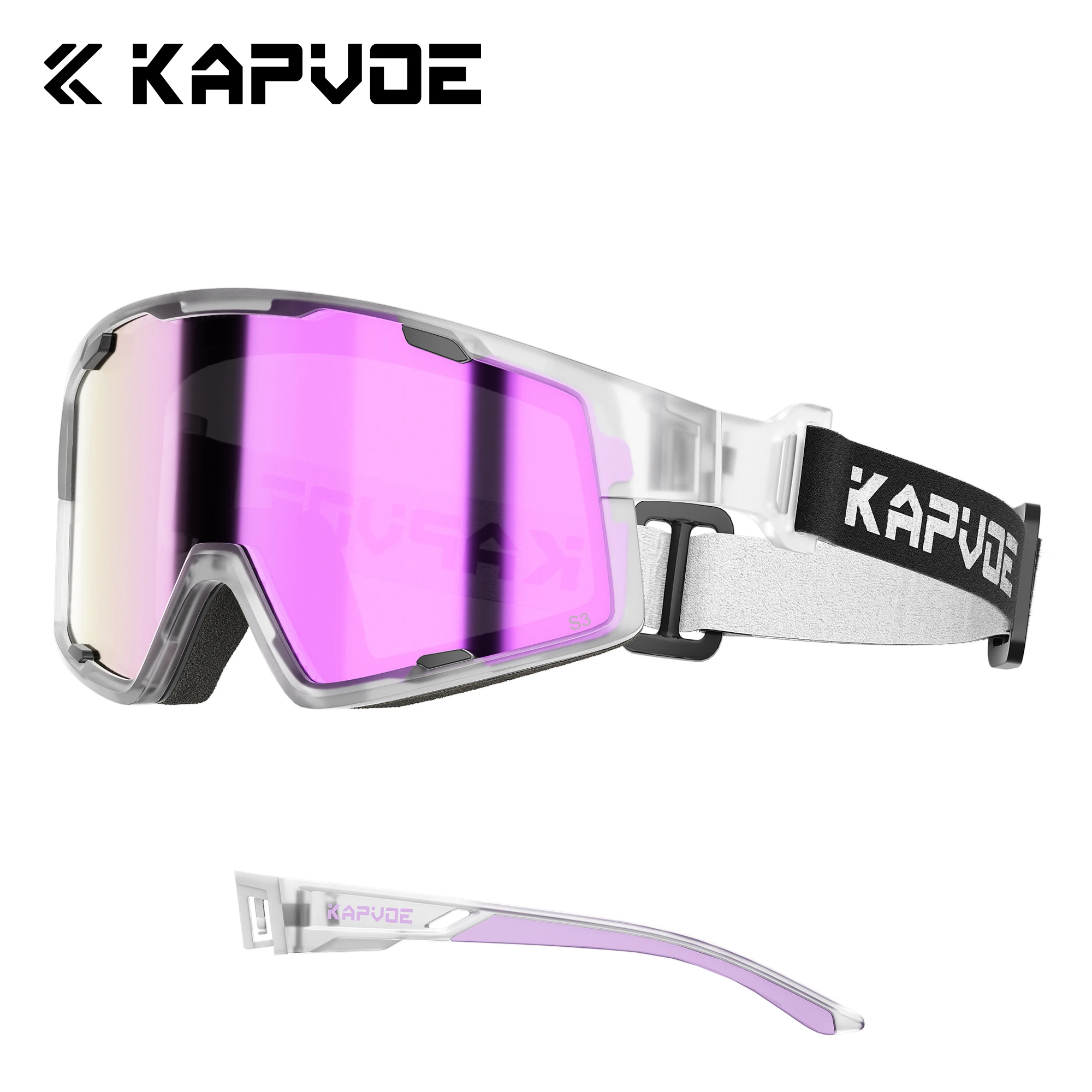Kapvoe Skibrillen für Herren, beschlagfreie Gläser, UV400-Schutz, Damen-Skibrillen, Schneesonnenbrillen, Sportbrillen 2026 – Detail 3
