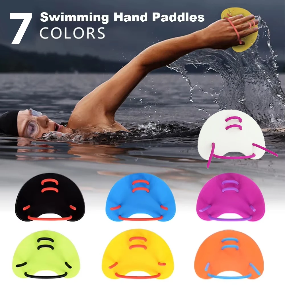 Paletas de natación de silicona, fajas, deportes acuáticos seguros, aletas de mano, guantes de buceo ajustables, paletas de piscina, aleta de mano para dedo