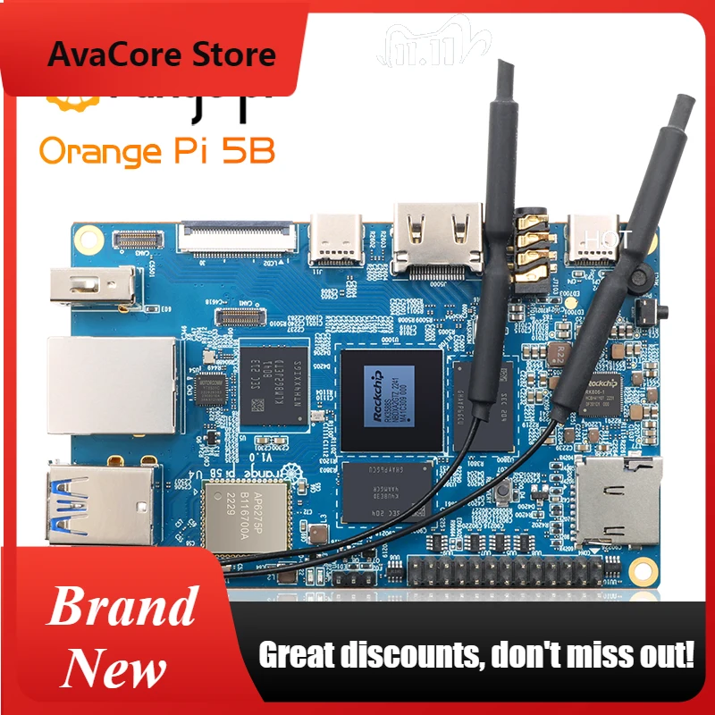 AvaCoreOrange Pi 5B 16GB 256GB eMMC Single Board Computer Rockchip RK3588S Development Board Mini PC Microcomputer