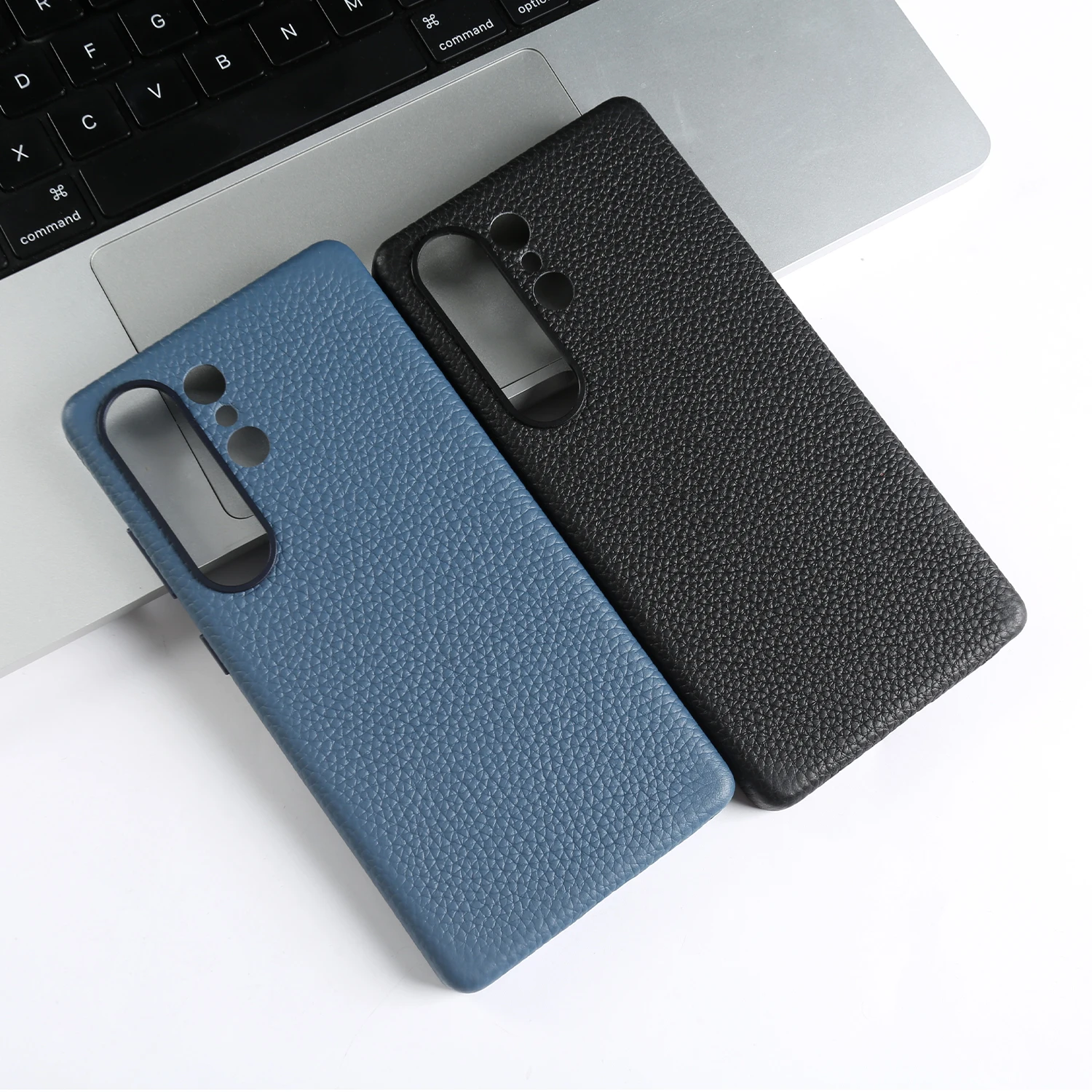 Magnetyczne etui z prawdziwej skóry liczi z obsługą MagSafe do Samsung Galaxy S26 S25 Plus S24 FE S21 S22 S23 Ultra, tylna obudowa na telefon — zdjęcie produktu 4