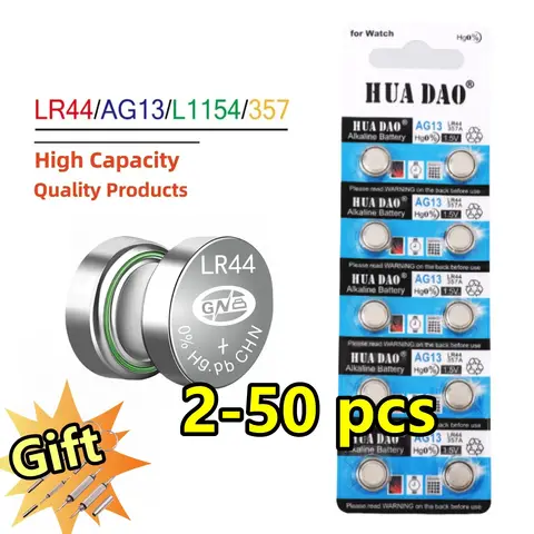 동전 시계 장난감 원격 배터리, 1.55V AG13 LR44 L1154 RW82 SR1154 SP76 pila SR44 단추 배터리, A76 LR1154 GP7 셀, 2-50 개 Best5