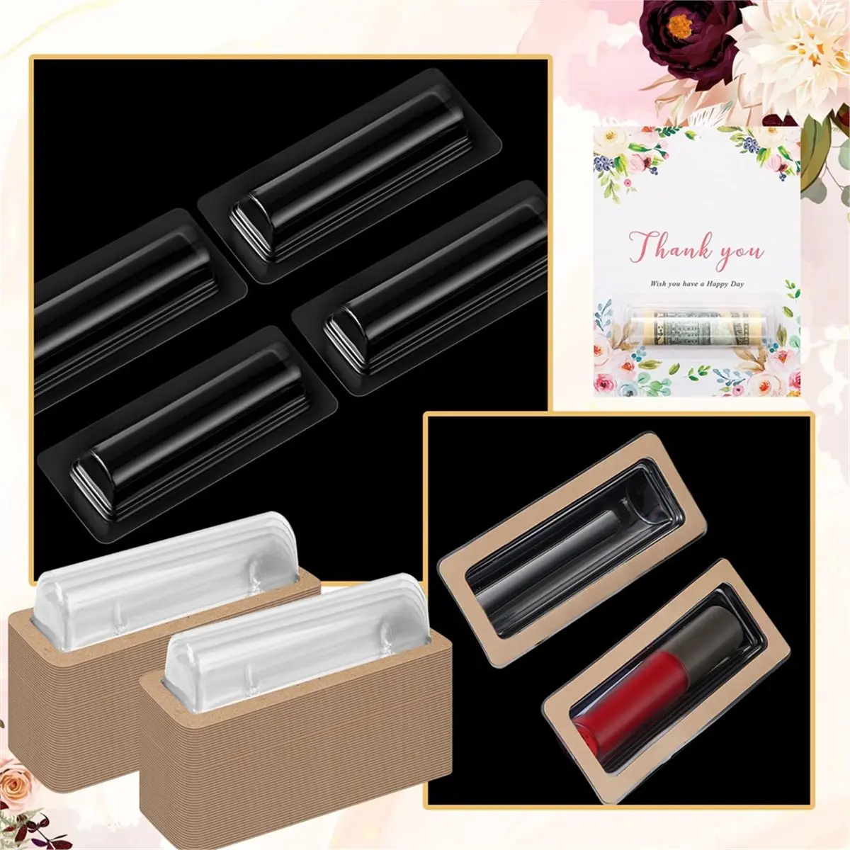 200 Pcs Clear Lip Balm Pouches Plastic Money Holder Card Holder with Adhesive Lip Balm Cards for Organize DIY Storage