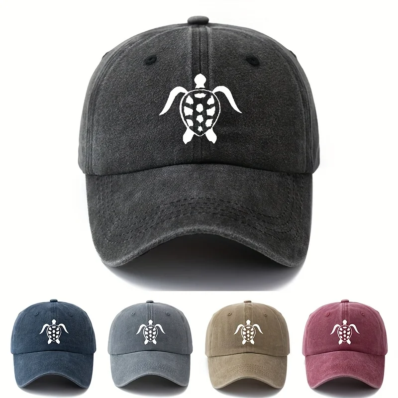 

A Stylish And Versatile Baseball Cap Featuring a Turtle Design with Heat Transfer Printing, Suitable for All Seasons, Perfect fo