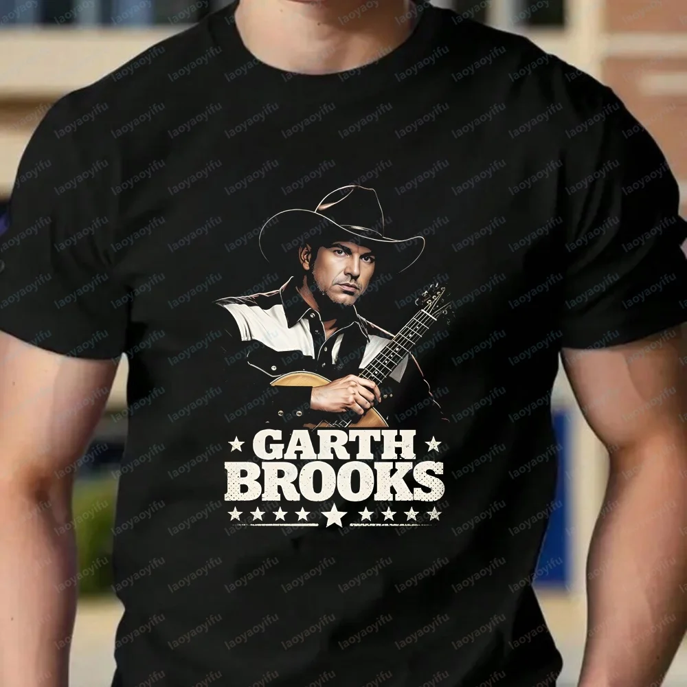 New Style Tops and T-shirts: Garth Brooks Street-style Casual Tops, Round-neck Shirts, Men's and Women's Comfortable T-shirts