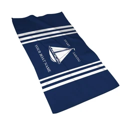 Nordic dark blue sailing series sailboat household bathroom towel hotel towel bathroom microfiber towel 40*70 can be customized