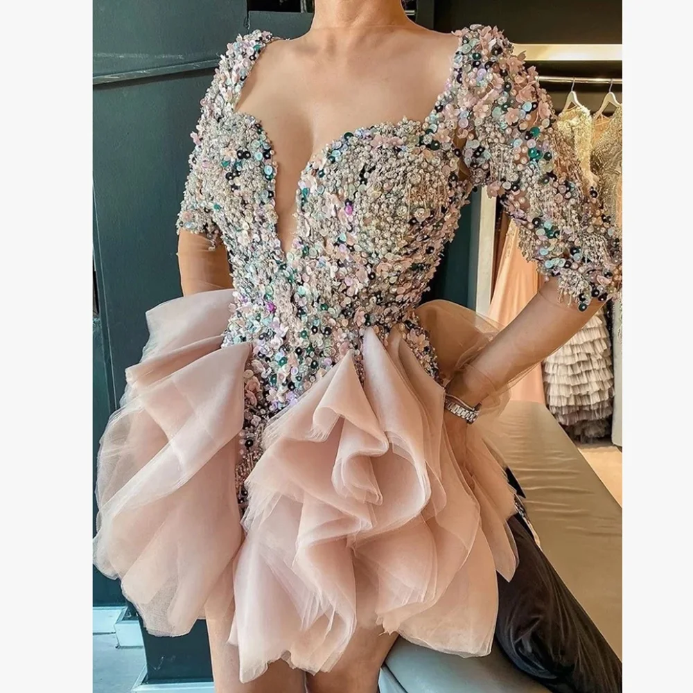 

Customized Luxury Beads Short Cocktail Dresses for Special Events Prom Party Birthday Summer Gala Woman Evening Dress 2026