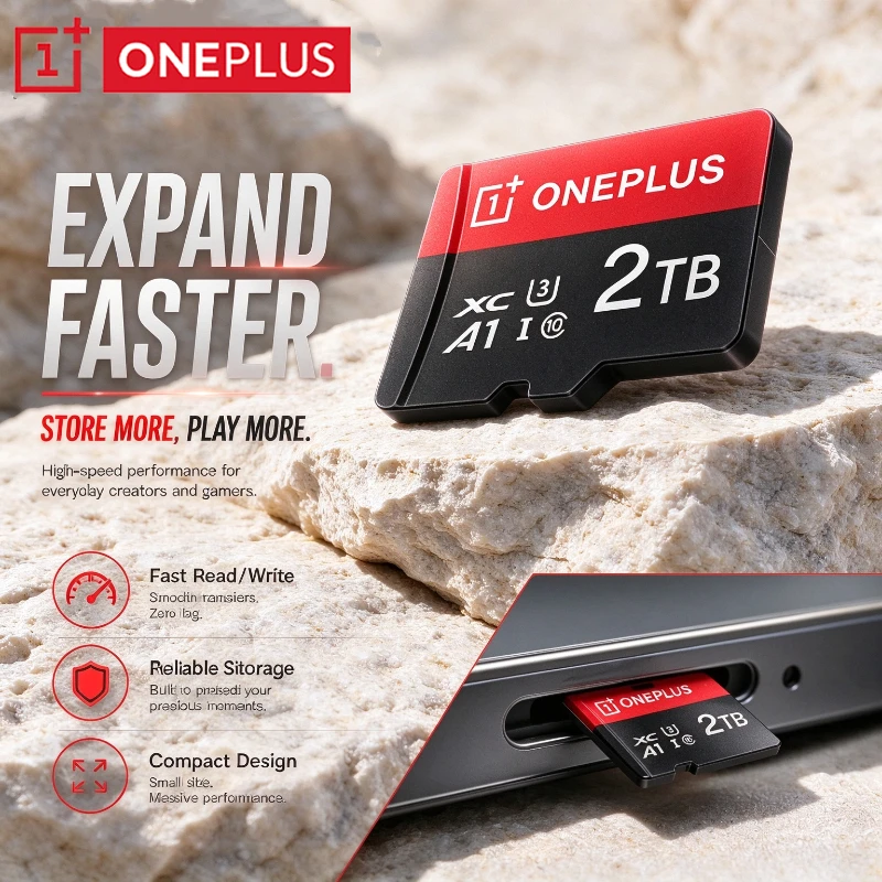 OnePlus 2TB V30 High-Speed  A2 512GB 256GB 128GB 4KSD Card Memory Card Micro TF SD Adapter for Smartphone/Tablet/PC Cross-Use