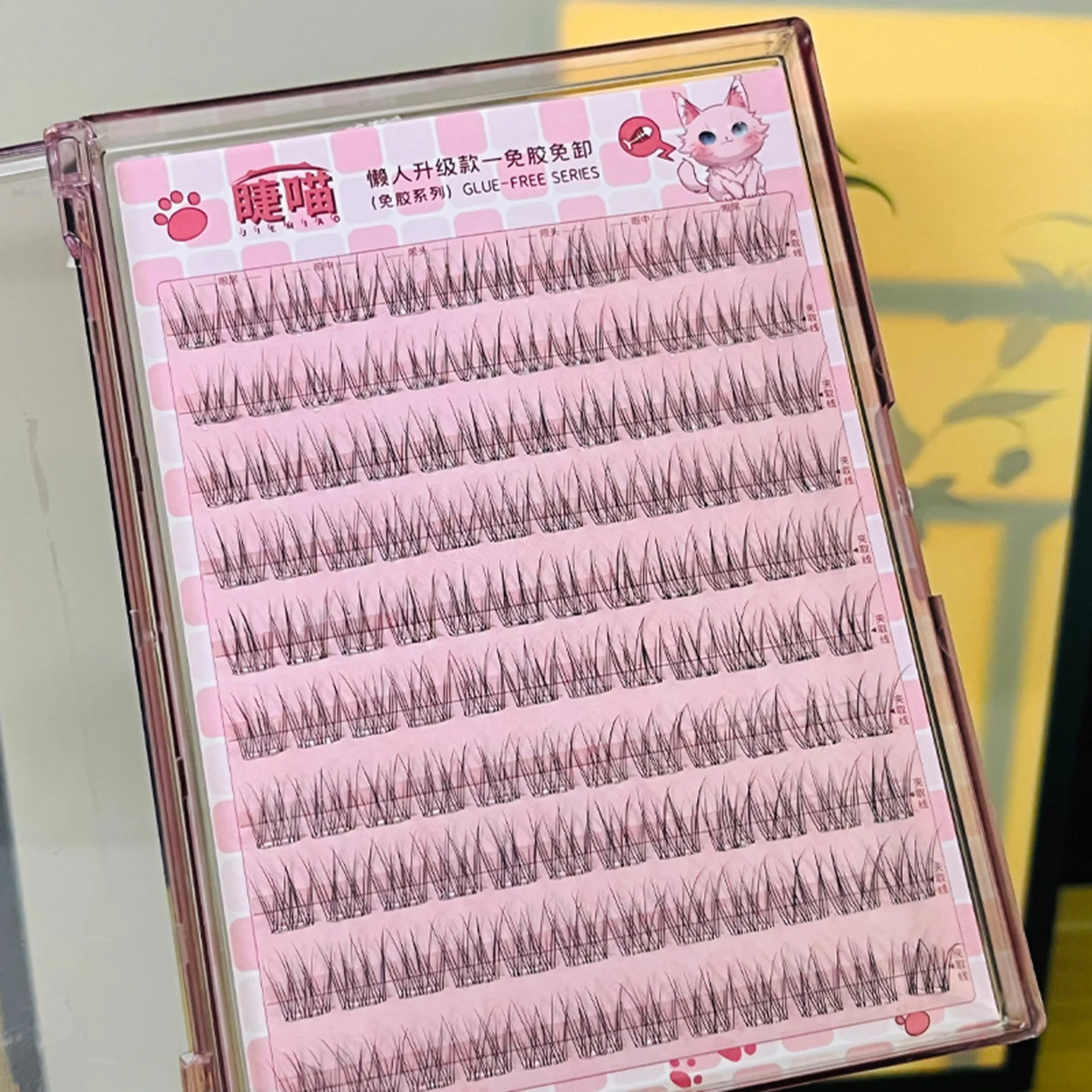 Sem cola cílios postiços 120 clusters natural transparente haste peixe cauda extensão dos cílios 8-11mm misturado c onda preto cílios maquiagem