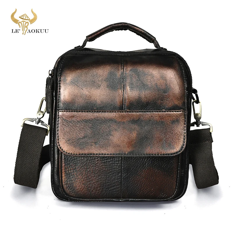 

Soft Genuine Leather Male Retro Coffee Design Shoulder Messenger Cross-body Bag 8" Tablet Tote Mochila Satchel bag Men 148