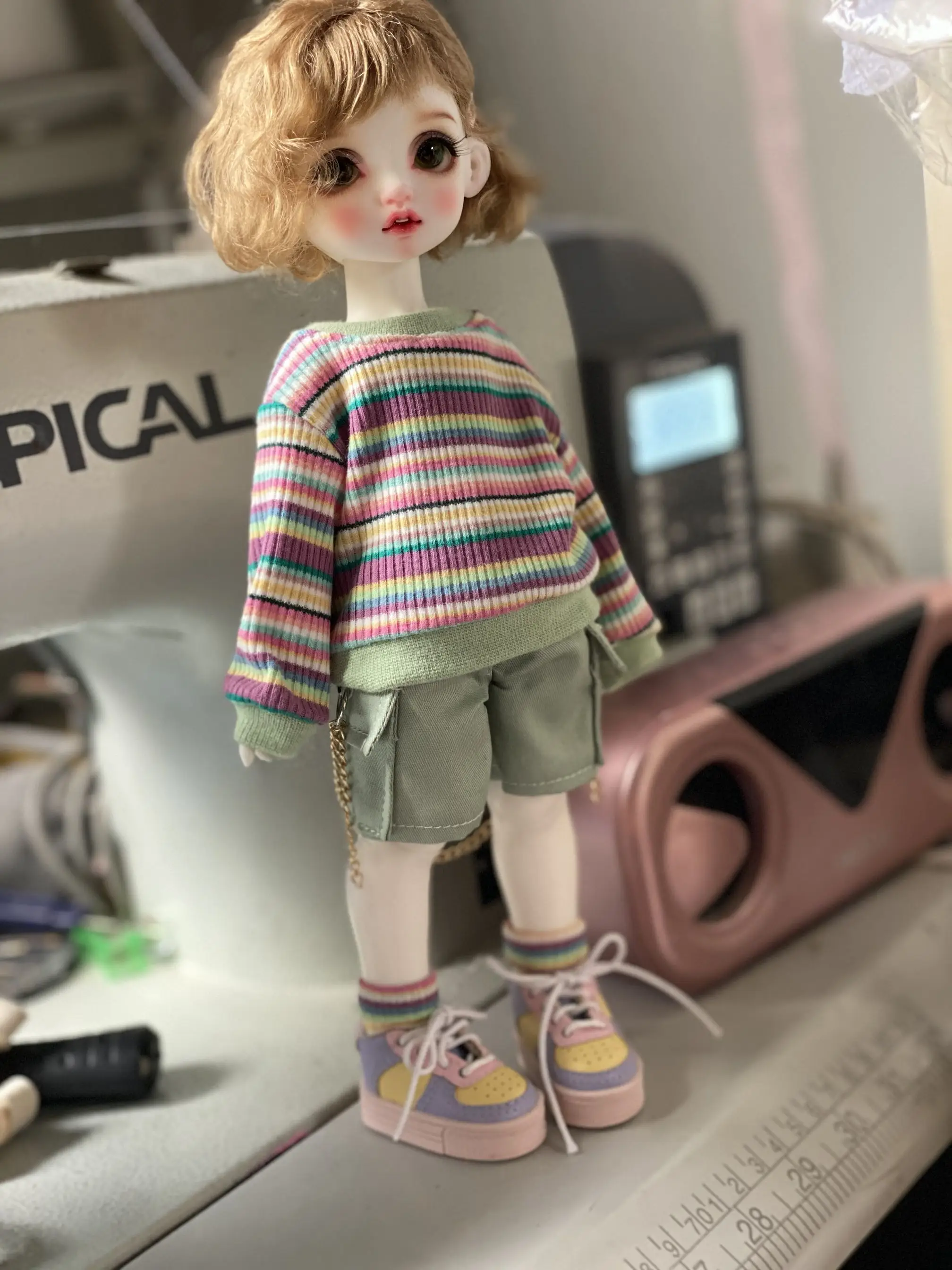 BJD Doll Clothes Suitable for 1/4  1/6 size Cute Wear Dress Shorts 43cm Doll Clothes  Set Doll Accessories (3 Points)