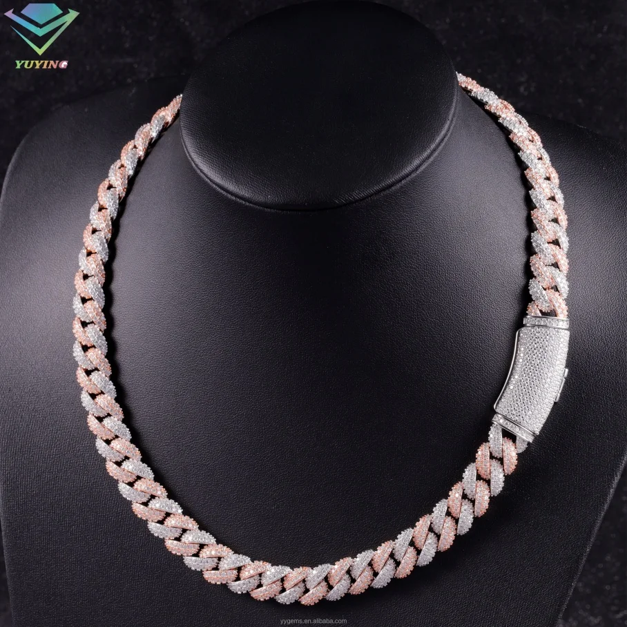 Silver 925 GRA Moissanite 13mm Wide Diamond Iced Out Bracelet Necklace Hip Hop Miami Cuban Link Chain for Rapper Men..