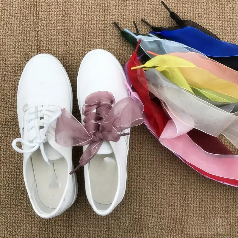 1Pair Widened Shoes Laces Shoes Rope 4cm Wide Shoelaces Decor Shoe Tie Multicolor Transparent Shoelace Fashion Shoe Accessories