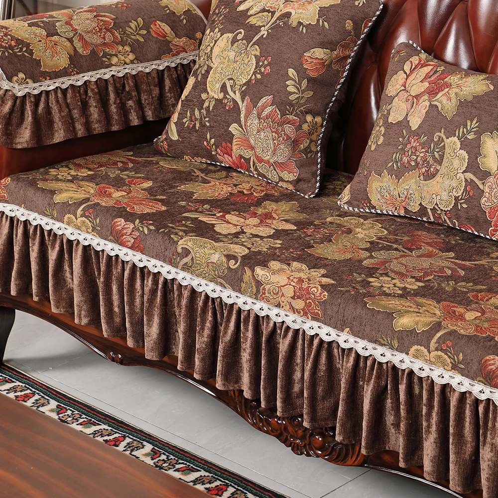 Jacquard Armchairs Cover Chenille Fabric Sofa Cover Living Room Non-slip Sofa Seat Cushion Home Couch Protective Cover Slipcover