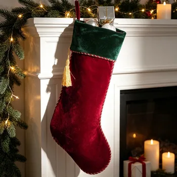 Red Green Velvet Christmas Stocking 1