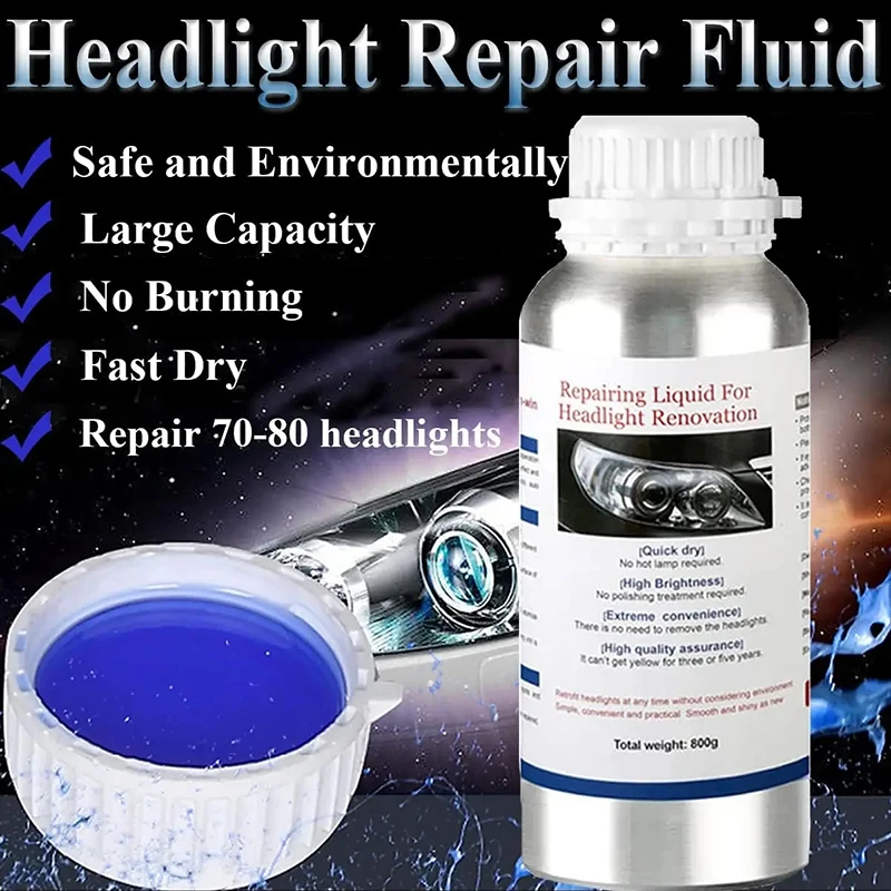 Car Headlight Polishing Liquid Polymer Car Headlamp Renovation Restoration Cleaning Agent 800ML/200ML Auto Repair Accessories