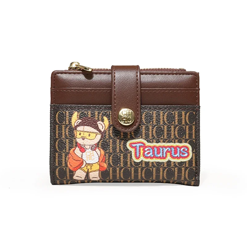 Dompet Kartu Wanita CH Desain Unik Premium, Dompet Kartu Bermotif Dua Belas Zodiak Animasi, Desain Cetak Berkualitas Tinggi