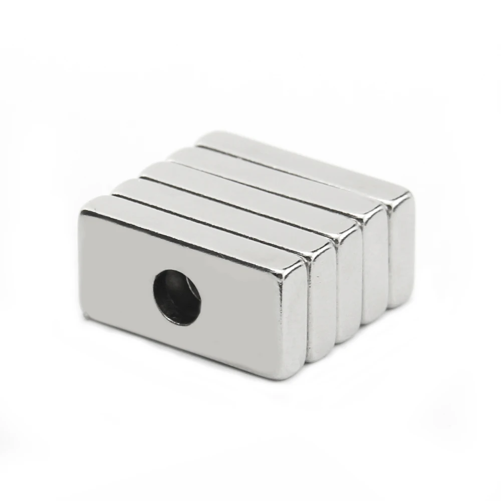 100pcs 15x10x5mm hole:4mm Block NdFeB Neodymium Magnet N35 15x10x5-4 mm Super Powerful Permanent Magnetic