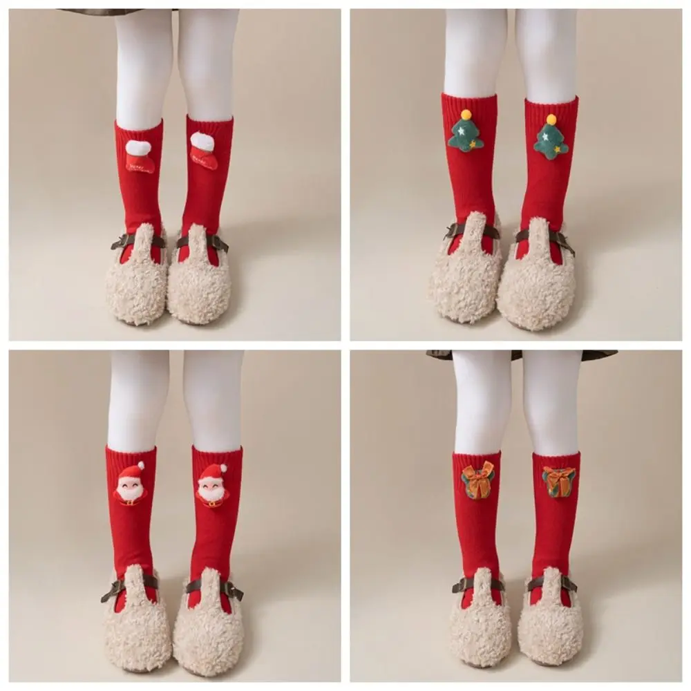 NEW Cotton Children's Socks Cartoon Warm Christmas Stockings Red Mid-tube Stockings Autumn and Winter