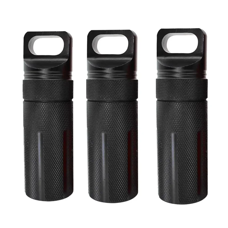 

3pcs Aluminum Alloy Airtight Pill Container Bottle Portable Outdoor Single Chamber Capsule Holder Waterproof Medicine Case Box