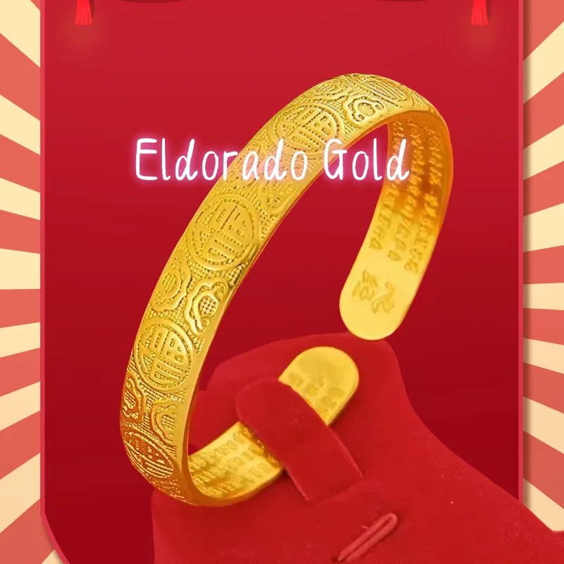 

2025 AU999 24K Gold Adjustable Bangle | Hollow diamond - set mantra, enamel - painted clouds, opulent & protective