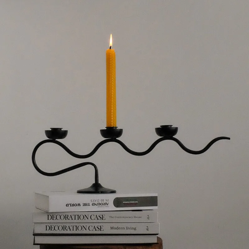 

Three-Headed Black Candlestick Vintage Branch-Shaped Candleholder Suitable for Wedding,home,Church, Dining Table Decoration