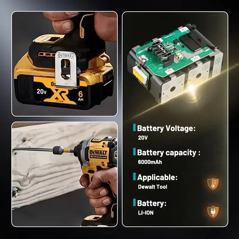 ✌ 👍 DEWALTOriginal Reemplazo de garantía de calidad de batería de iones de litio de 20 V Compatible con DCB202 DCB203 DCB205 DCB609 DCB612