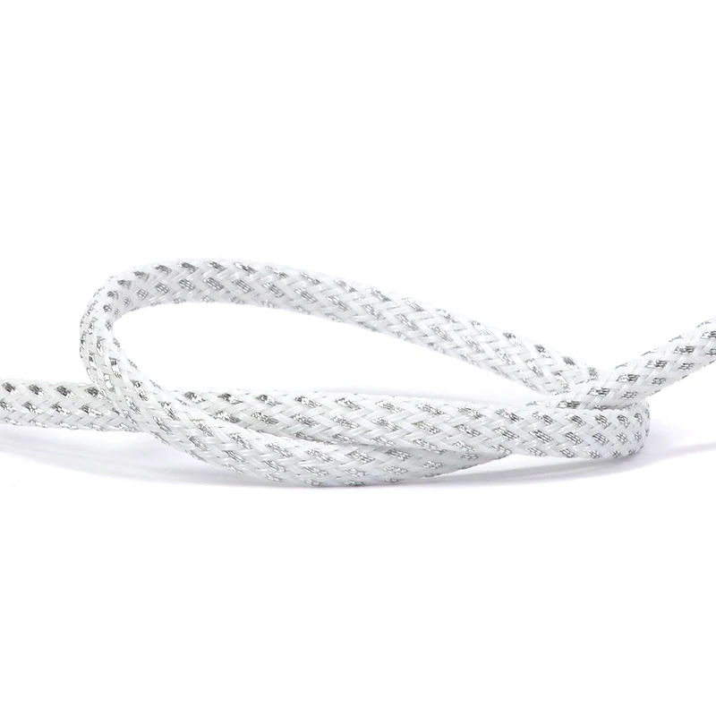 White Silver PET Braided Cable Sleeve 2/4/6/8/10/12/16/20/25mm Expandable High Density Insulated Wires Protection Wrap Sheath