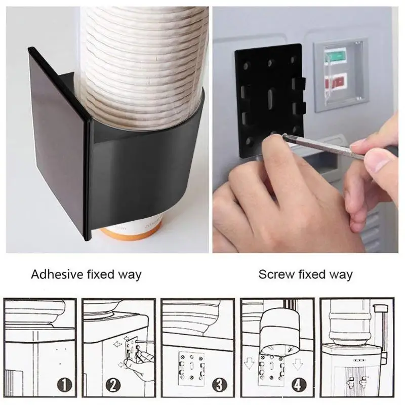 Self-Adhesive Water Dispenser Cup Holder Dustproof Reusable Paper Cup Storage Organizer for Travel Trailer RV Kitchen
