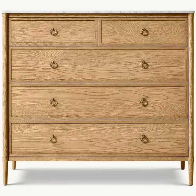 American wooden bedroom dresser 5 drawer dresser with marble top