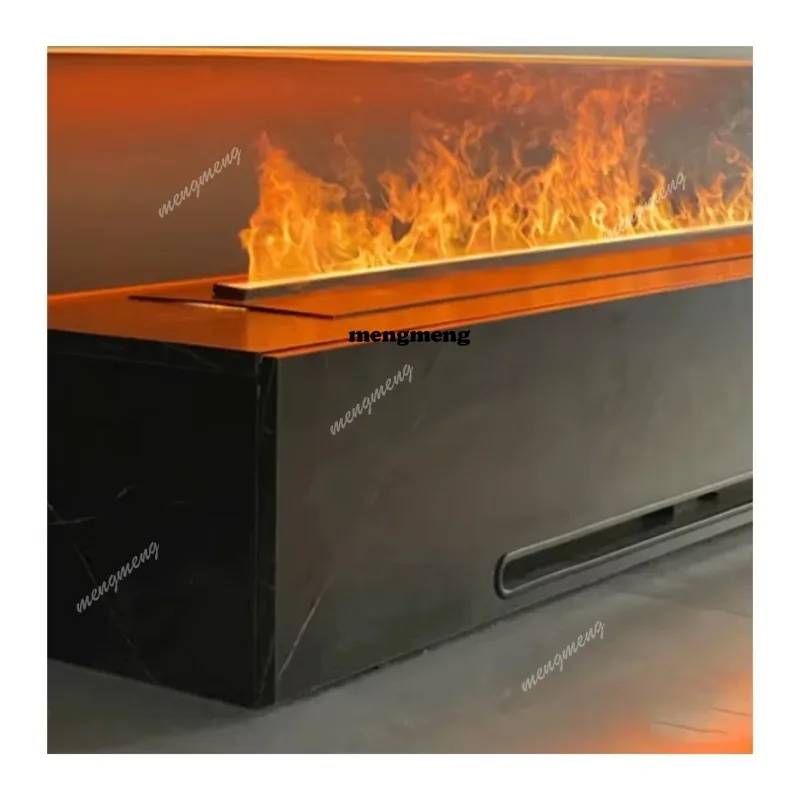 Modern 60-Inch Indoor Electric Fireplace with LED 3D Water Steam Effect Linear Style Steel Insert Remote Control for Living Room