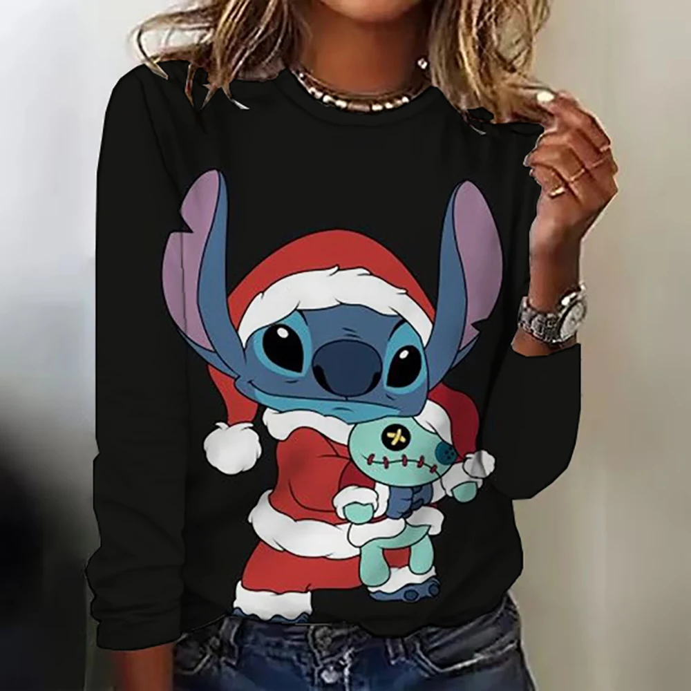 Disney\'s Lilo & Stitch Women\'s Long Sleeve T-shirt Autumn Casual Cute New Youth Women\'s Wear Y2k Kawaii 3D Printed High Quality