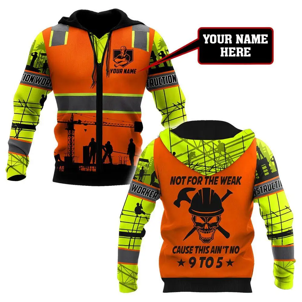 Construction Worker Safety  3D Printed Jacket Men/Women Hooded Sweatshirt Zipper Hoodies Casual Streetwear Unisex Pullover-702