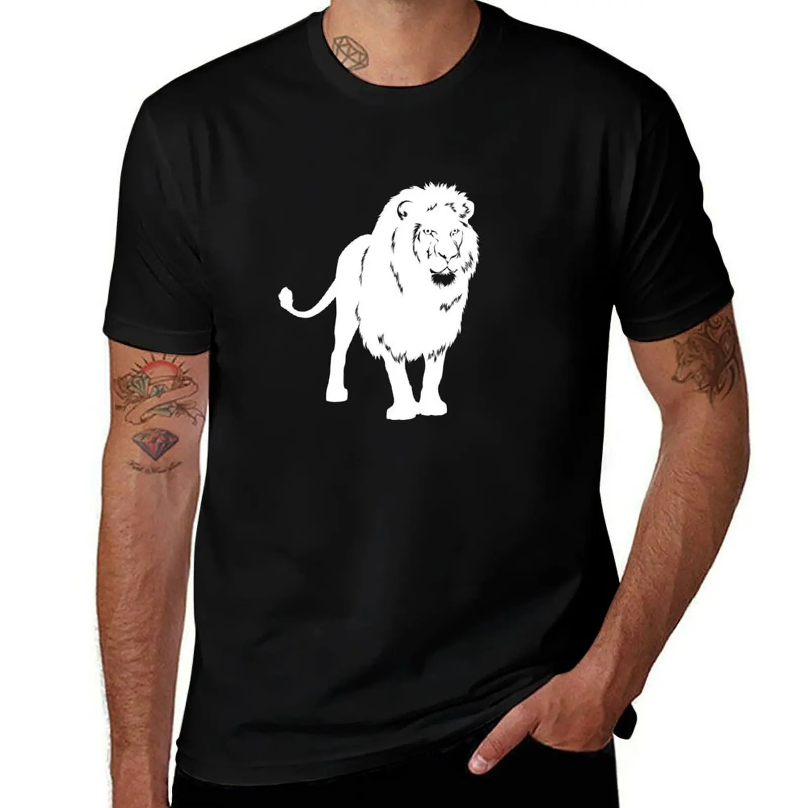 

Футболка BIG WHITE LION, мужская футболка, летние мужские футболки с рисунком, футболка