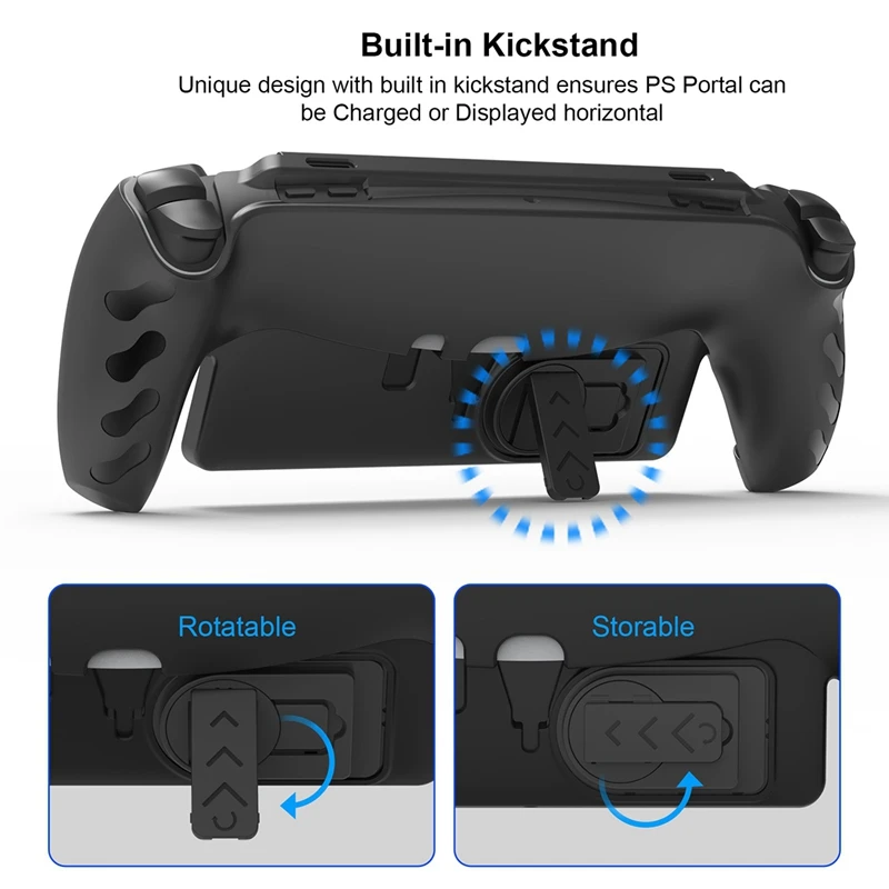 For PS5 Portal Handheld TPU Covered Case With Foldable Stand PS5 Game Handheld Slamproof Protective Case Durable Easy To Use