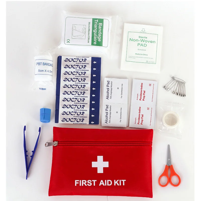 Kit de primeros auxilios portátil para exteriores, impermeable, para Familia o viaje, tratamiento médico de emergencia, 14 artículos por juego