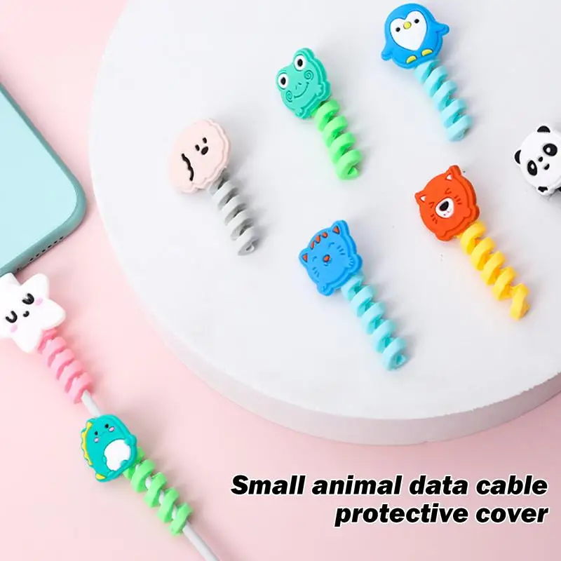 ตัวจัดระเบียบสายชาร์จซิลิโคนสัตว์สำหรับสายชาร์จอุปกรณ์ประหยัดสายไฟน่ารักสำหรับสายชาร์จ USB สีสันสดใส
