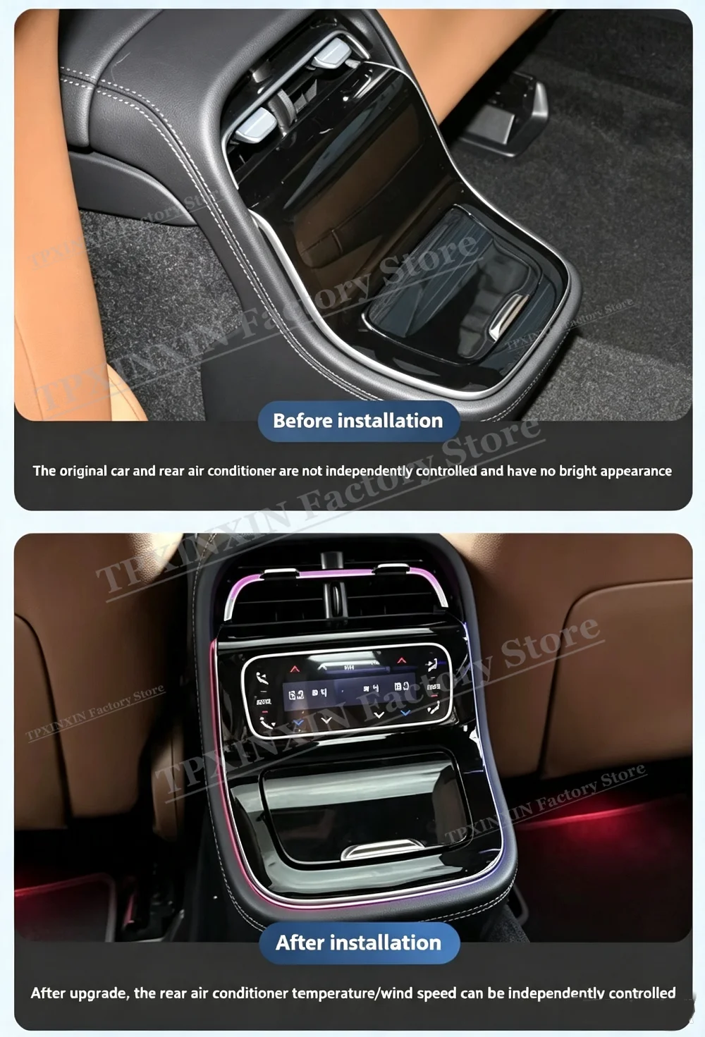 For Mercedes Benz E Class W214 2024 E260 E300 Rear Air Conditioner Control Panel LCD Switch Touch Screen AC Conditioning Panel