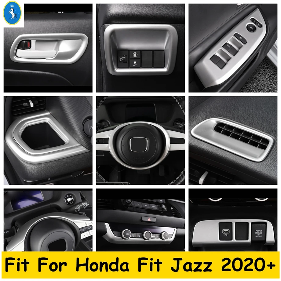 

Central Control AC Air Window Lift Button Handle Bowl Cover Trim For Honda Fit Jazz GR 2020 - 2022 Matte Interior Accessories