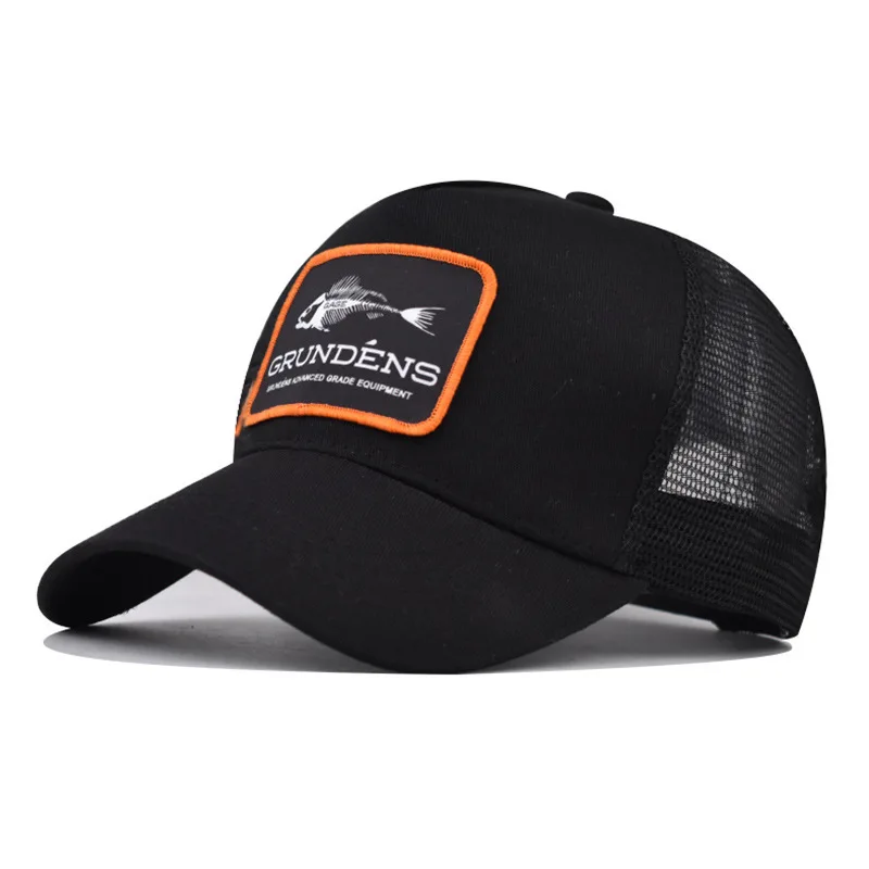 

New Fish Animal Mesh Embroidered Baseball Unisex Street Dance Personality Color Block Trucker Hat